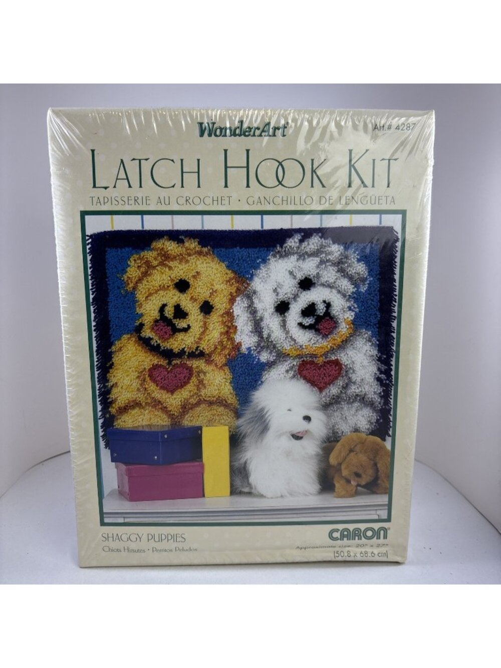 Caron WonderArt Shaggy Puppies Dogs Latch Hook Kit 4287 USA 20”x27” New in Box